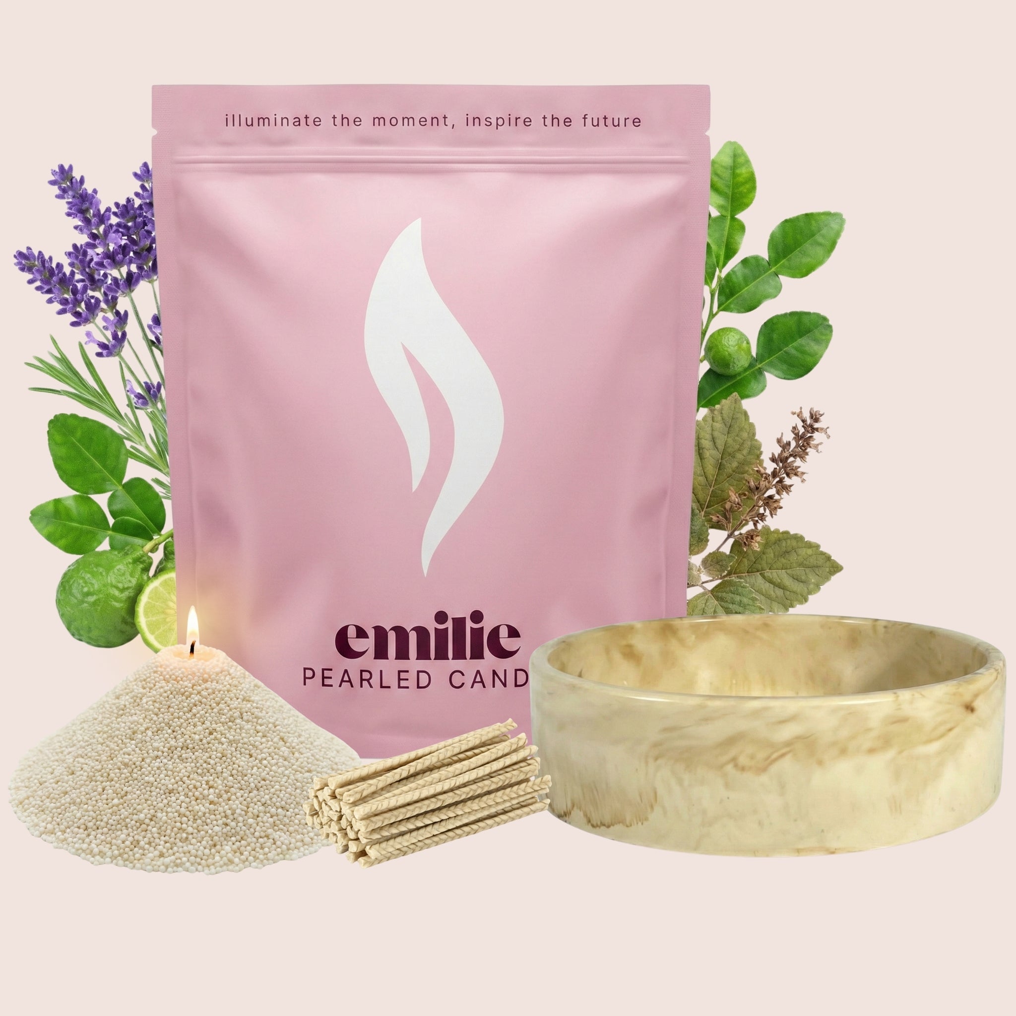 Calm – Set & Save Pearled Candle + Emilie Bol Lumière - Emilie Candle