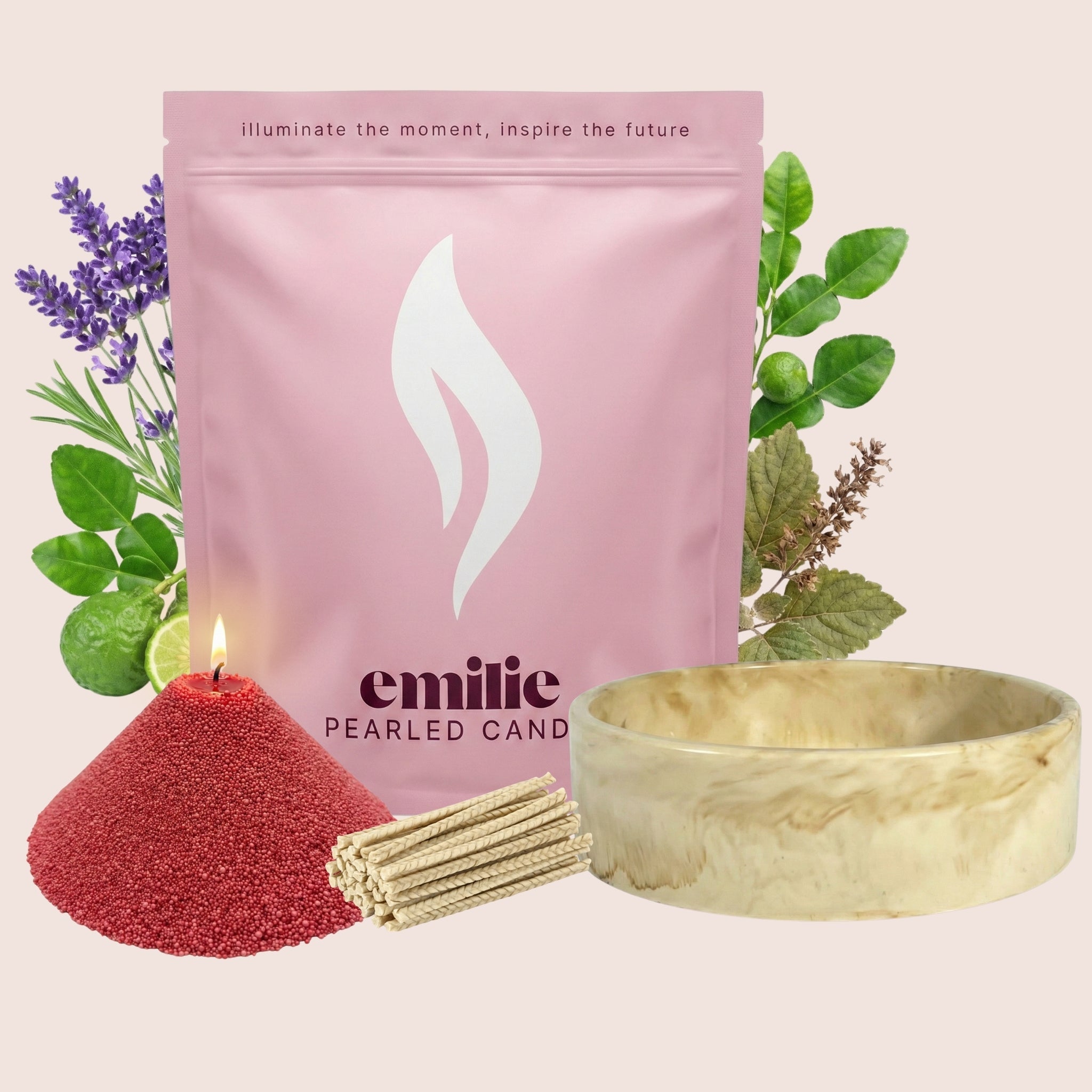 Calm – Set & Save Pearled Candle + Emilie Bol Lumière - Emilie Candle