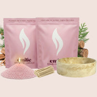 Cedarwood 1kg + 1kg of Your Choice Pearled Candles + Emilie Bol Lumière - Emilie Candle