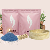 Cedarwood 1kg + 1kg of Your Choice Pearled Candles + Emilie Bol Lumière - Emilie Candle