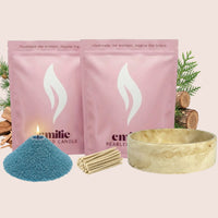 Cedarwood 1kg + 1kg of Your Choice Pearled Candles + Emilie Bol Lumière - Emilie Candle
