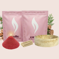 Cedarwood 1kg + 1kg of Your Choice Pearled Candles + Emilie Bol Lumière - Emilie Candle