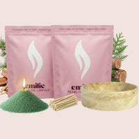 Cedarwood 1kg + 1kg of Your Choice Pearled Candles + Emilie Bol Lumière - Emilie Candle