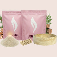 Cedarwood 1kg + 1kg of Your Choice Pearled Candles + Emilie Bol Lumière - Emilie Candle
