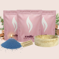 Cedarwood 1kg + 2x 1kg of Your Choice Pearled Candles + Emilie Bol Lumière - Emilie Candle