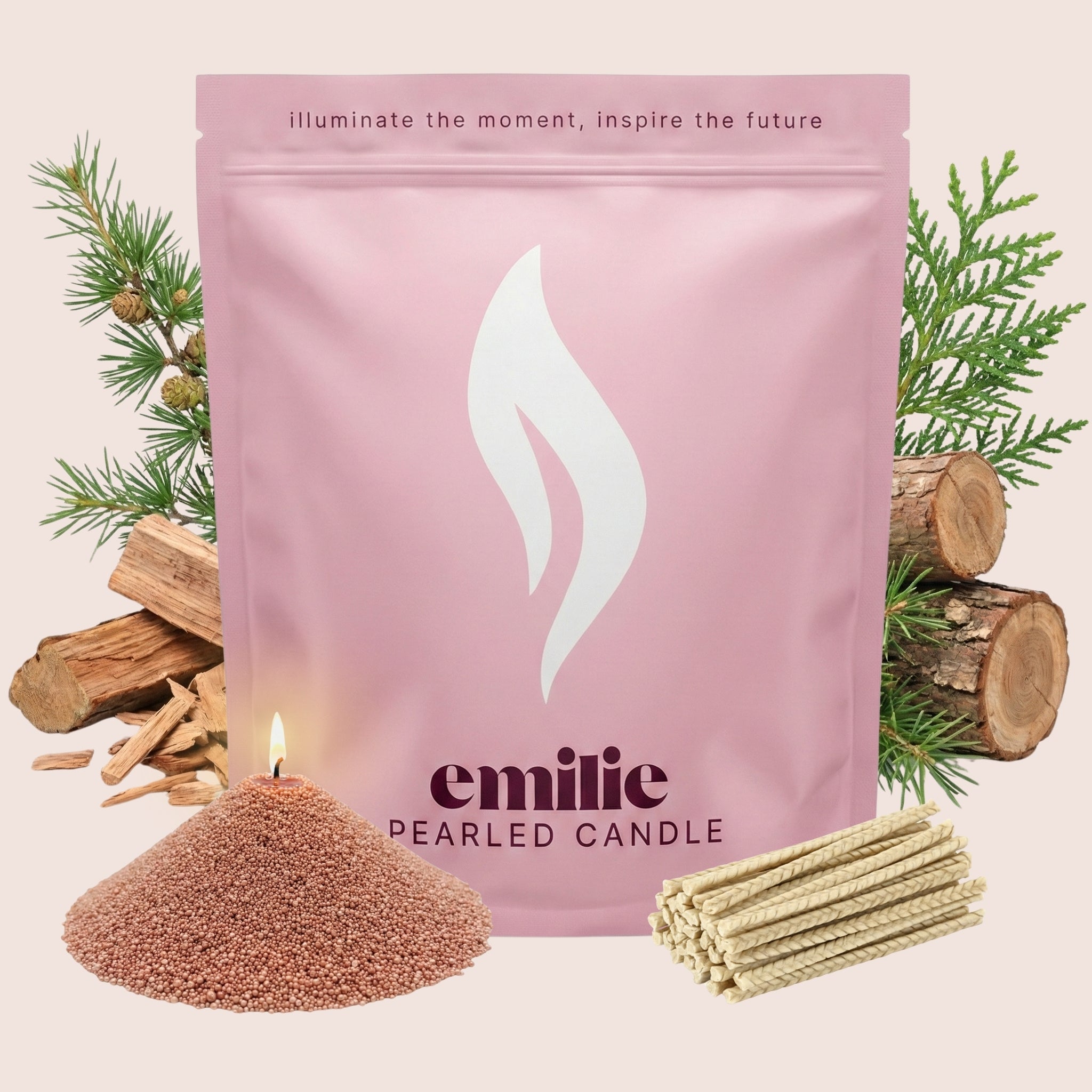 Cedarwood Scented Pearled Candle - Emilie Candle