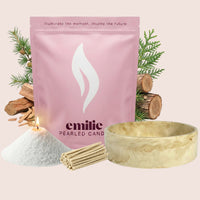 Cedarwood – Set & Save Pearled Candle + Emilie Bol Lumière - Emilie Candle