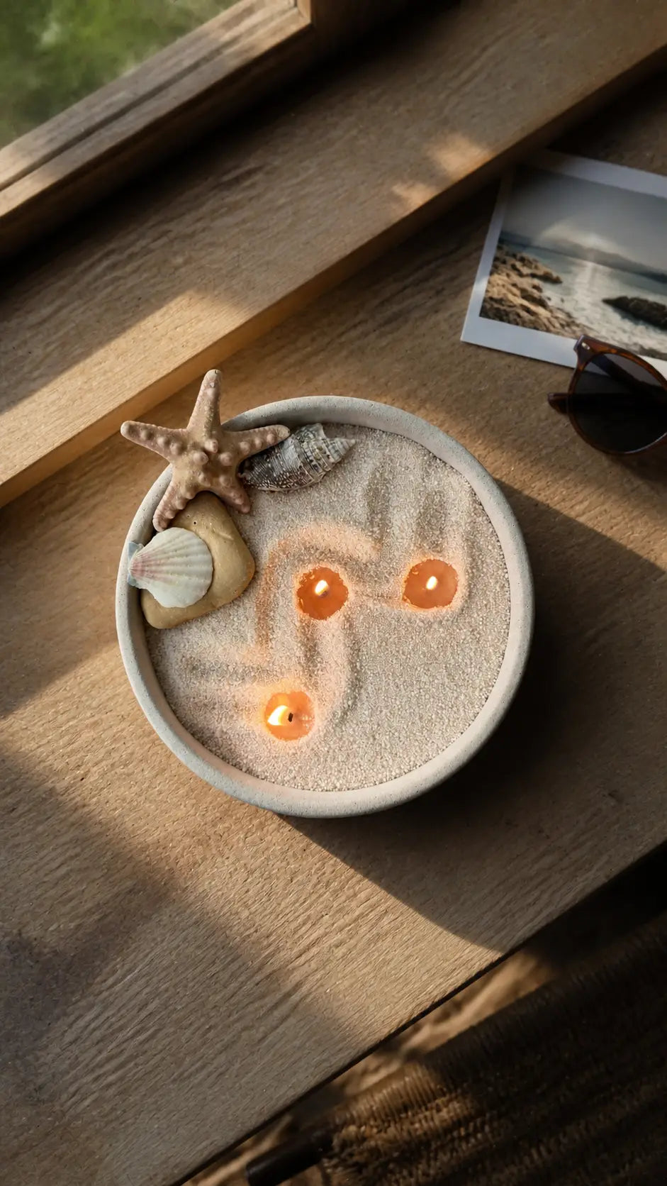 Emilie refillable pearled candle Starter Set with handmade vessel, white wax pearls and prepared cotton wick