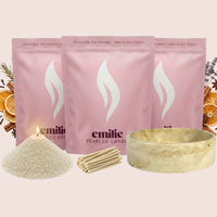 Cosy Night In 1kg + 2x 1kg of Your Choice Pearled Candles + Emilie Bol Lumière - Emilie Candle