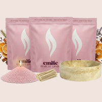 Cosy Night In 1kg + 2x 1kg of Your Choice Pearled Candles + Emilie Bol Lumière - Emilie Candle