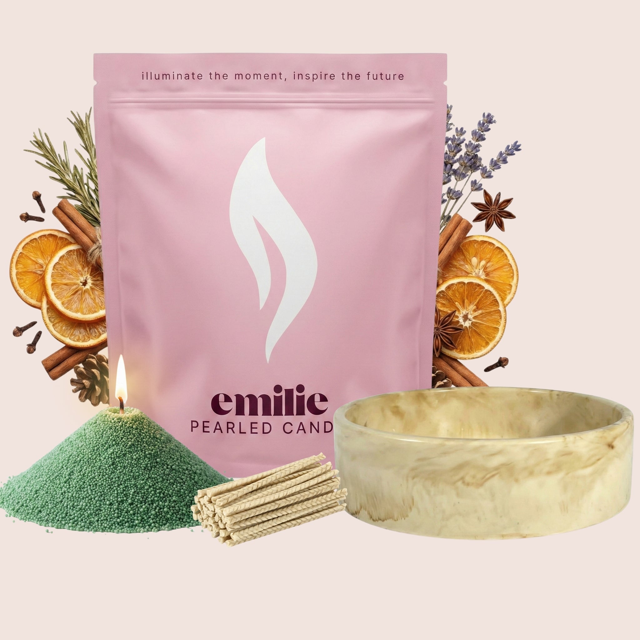 Cosy Night In – Set & Save Pearled Candle + Emilie Bol Lumière - Emilie Candle