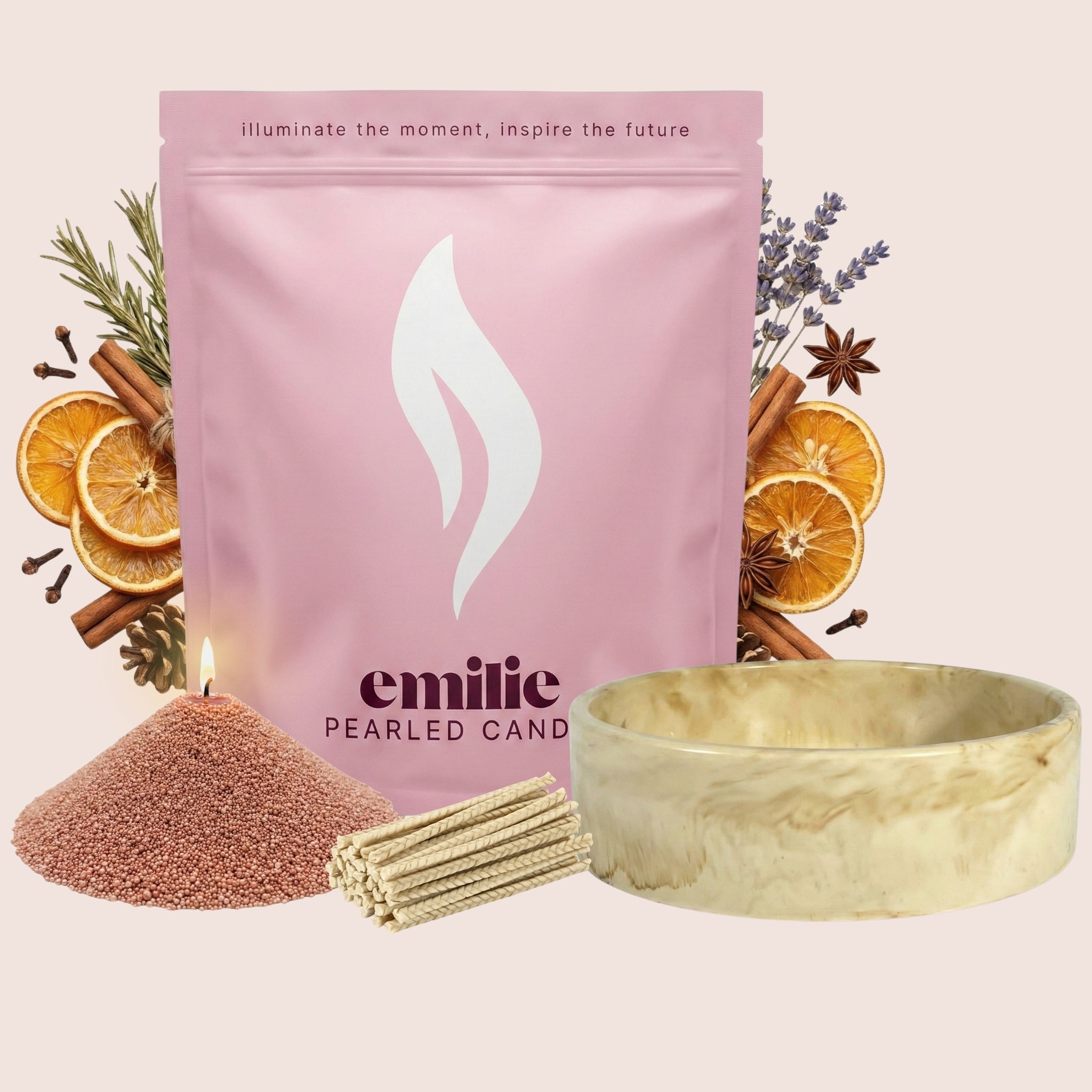 Cosy Night In – Set & Save Pearled Candle + Emilie Bol Lumière - Emilie Candle