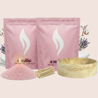 Fresh Linen 1kg + 1kg of Your Choice Pearled Candles + Emilie Bol Lumière - Emilie Candle