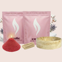 Fresh Linen 1kg + 1kg of Your Choice Pearled Candles + Emilie Bol Lumière - Emilie Candle