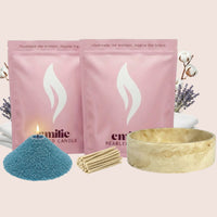 Fresh Linen 1kg + 1kg of Your Choice Pearled Candles + Emilie Bol Lumière - Emilie Candle