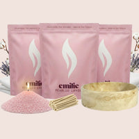 Fresh Linen 1kg + 2x 1kg of Your Choice Pearled Candles + Emilie Bol Lumière - Emilie Candle