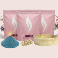 Fresh Linen 1kg + 2x 1kg of Your Choice Pearled Candles + Emilie Bol Lumière - Emilie Candle