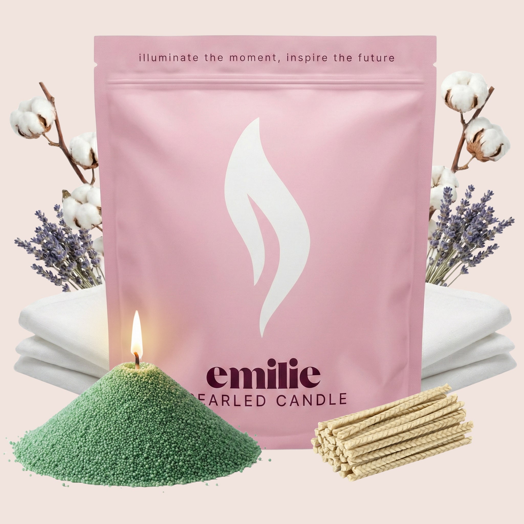 Fresh Linen Scented Pearled Candle - Emilie Candle