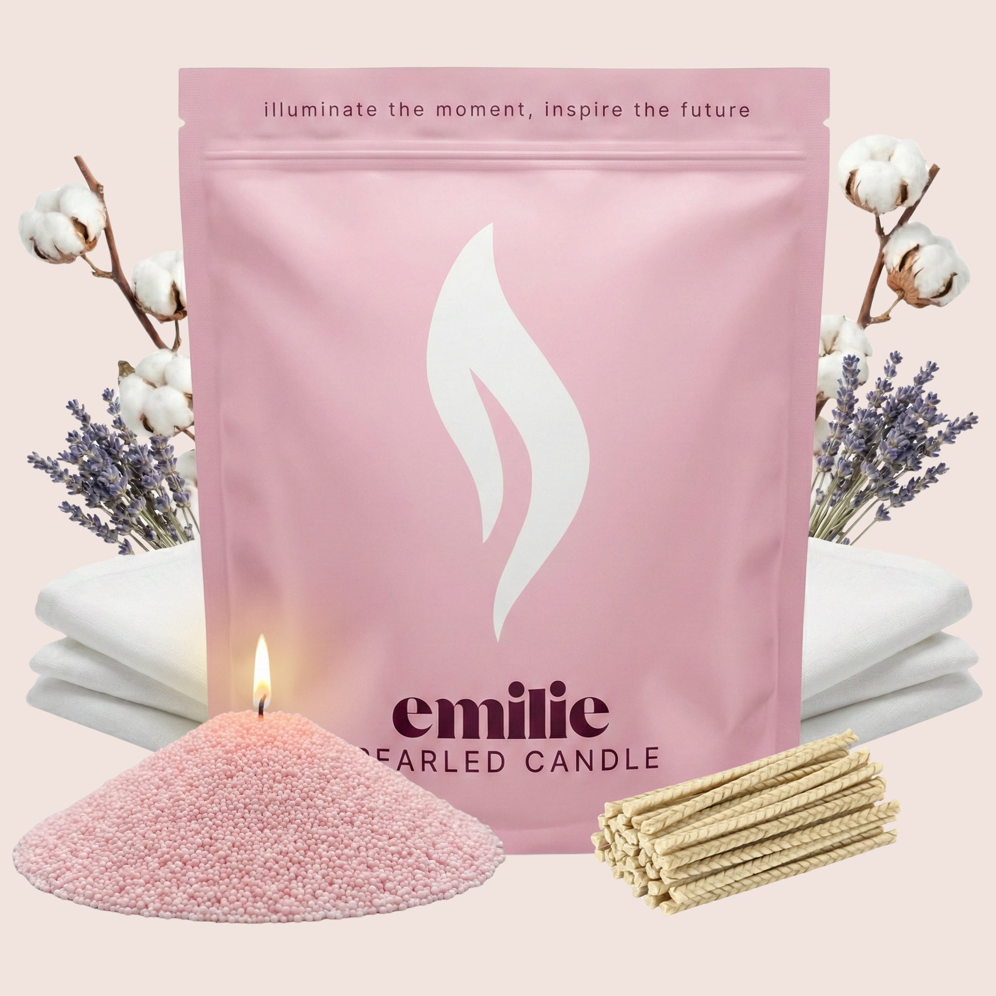 Fresh Linen Scented Pearled Candle - Emilie Candle
