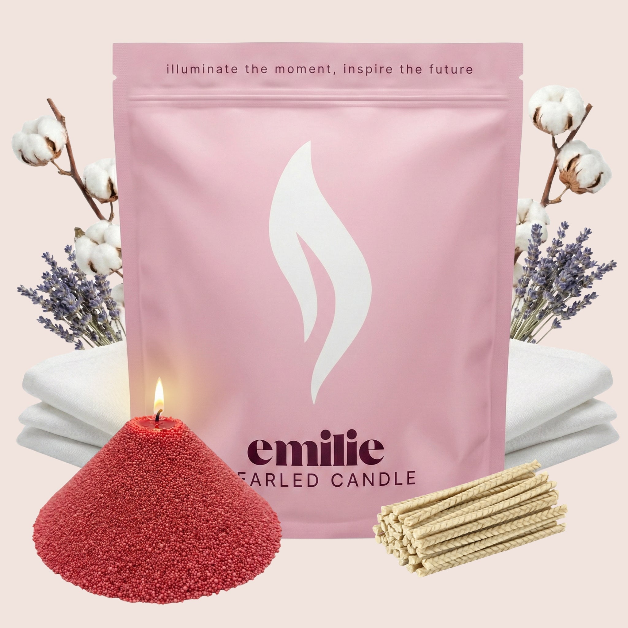 Fresh Linen Scented Pearled Candle - Emilie Candle