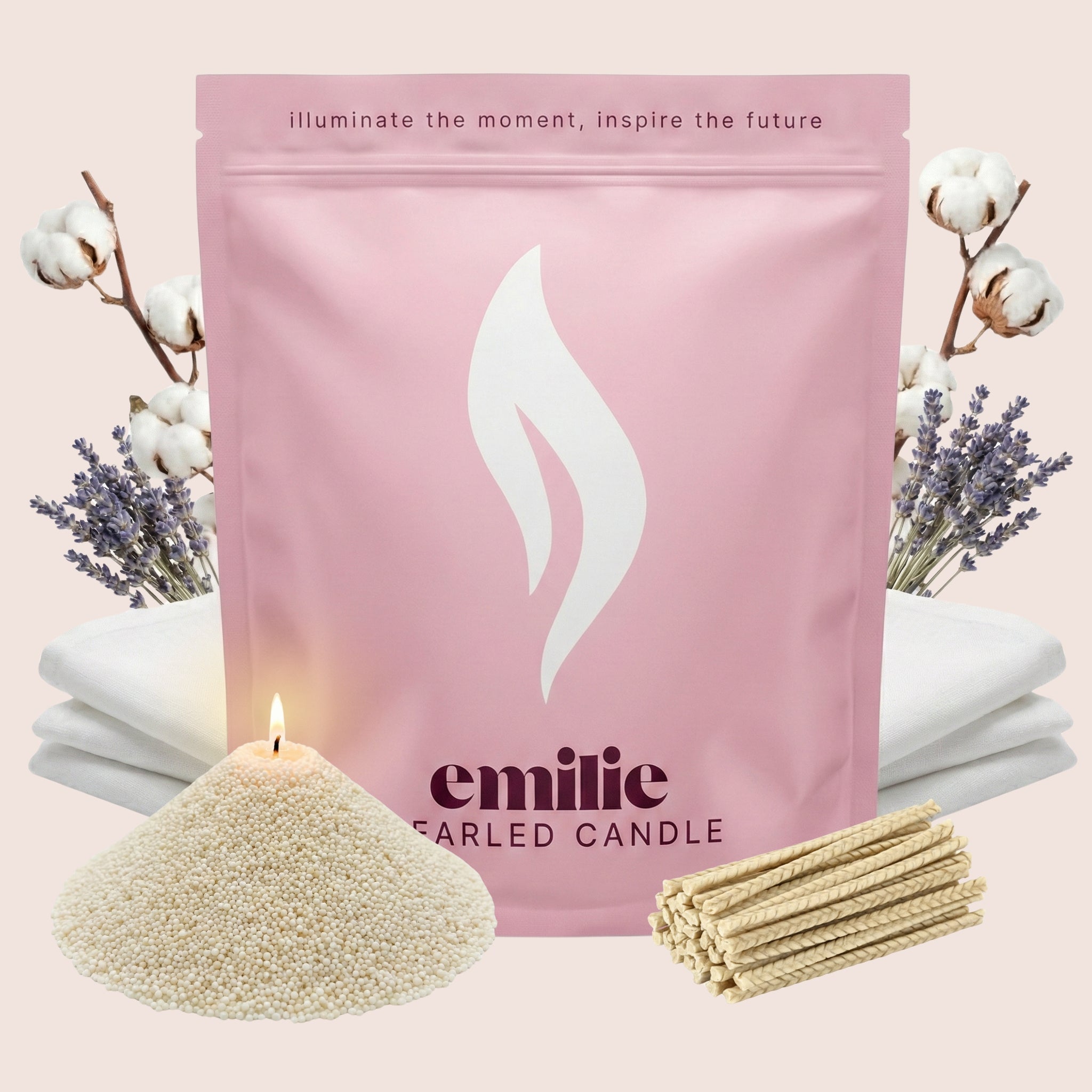 Fresh Linen Scented Pearled Candle - Emilie Candle