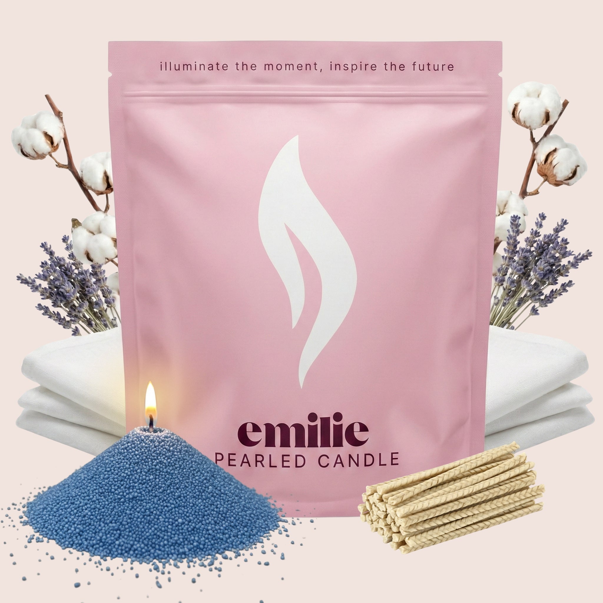 Fresh Linen Scented Pearled Candle - Emilie Candle