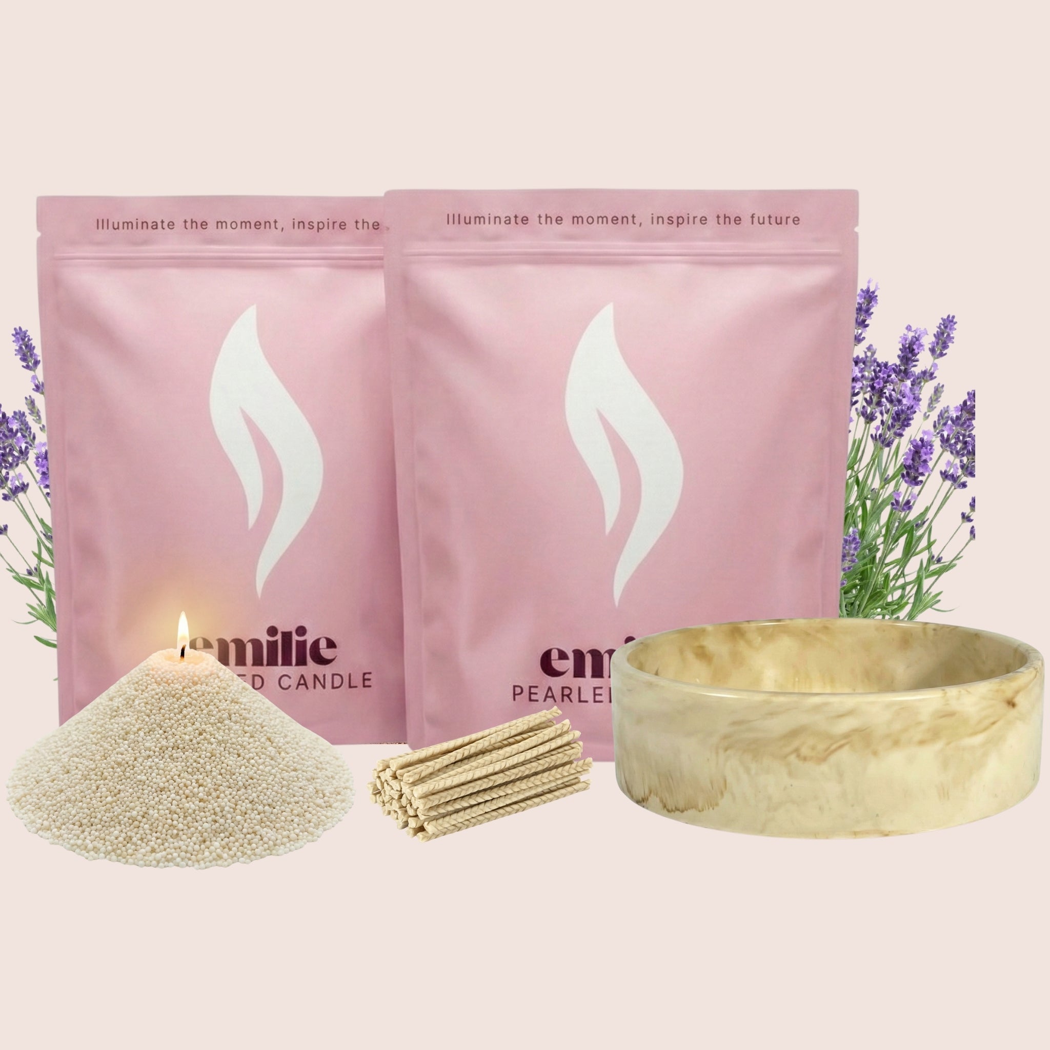 Lavender – 2kg Pearled Candles + Emilie Bol Lumière - Emilie Candle