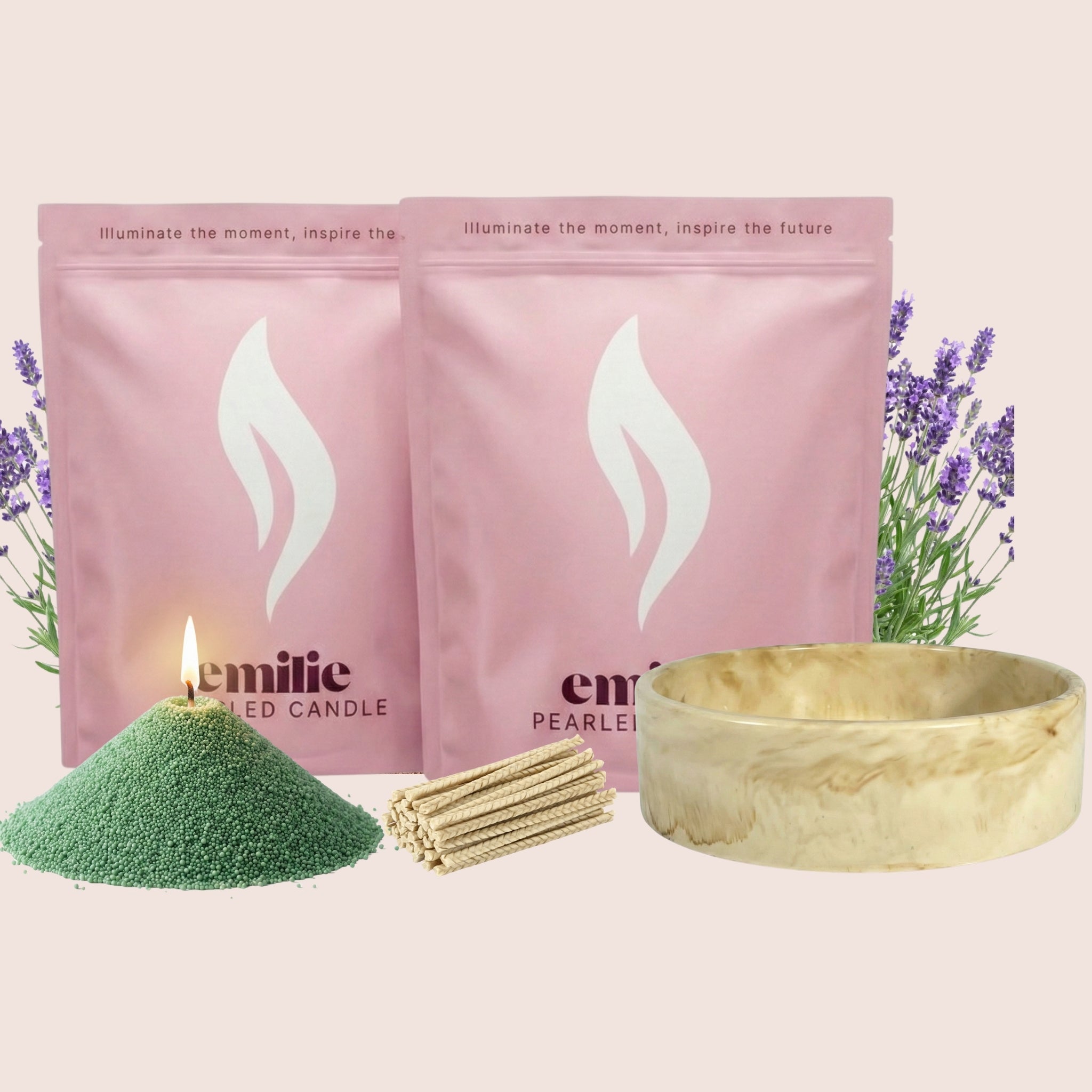 Lavender – 2kg Pearled Candles + Emilie Bol Lumière - Emilie Candle