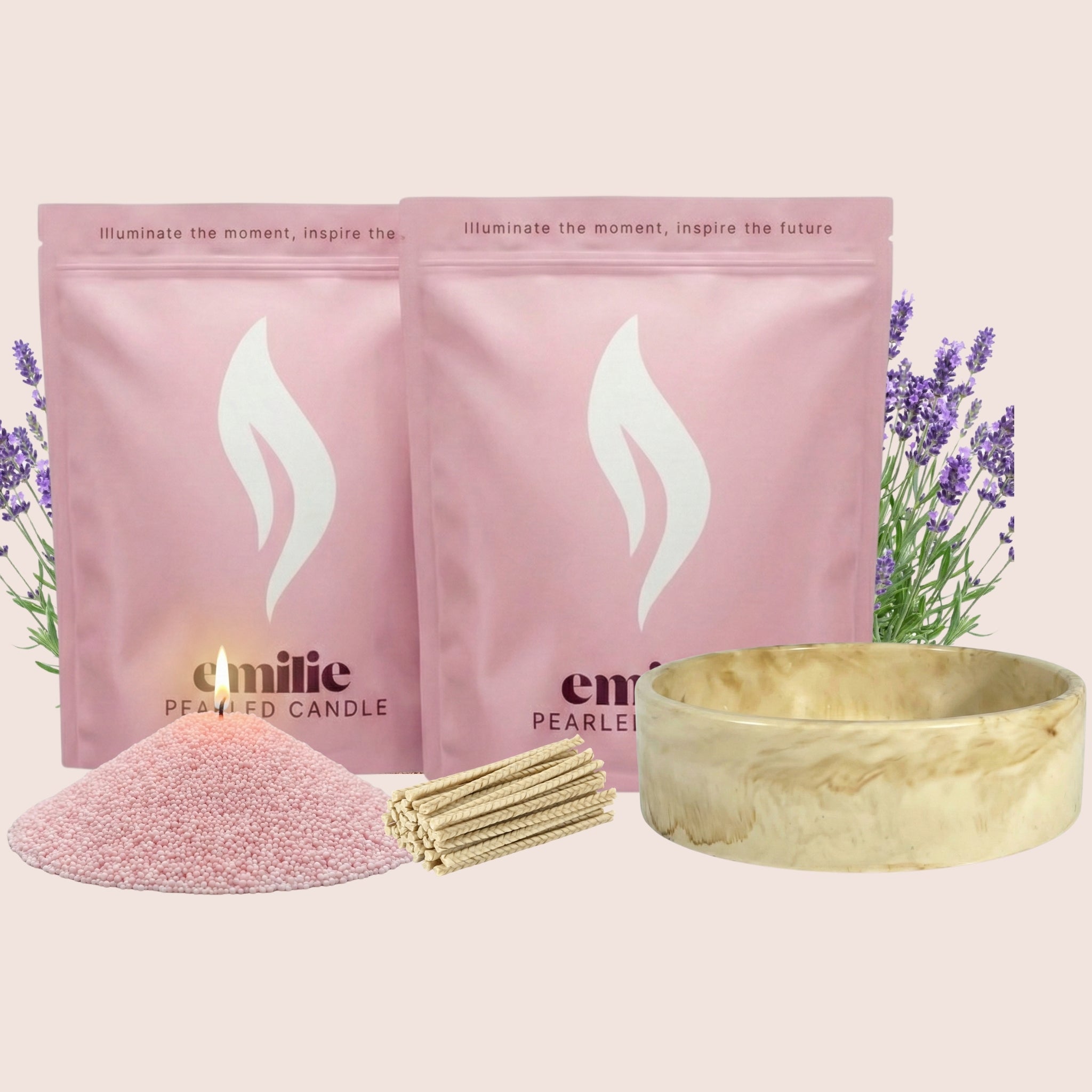 Lavender – 2kg Pearled Candles + Emilie Bol Lumière - Emilie Candle