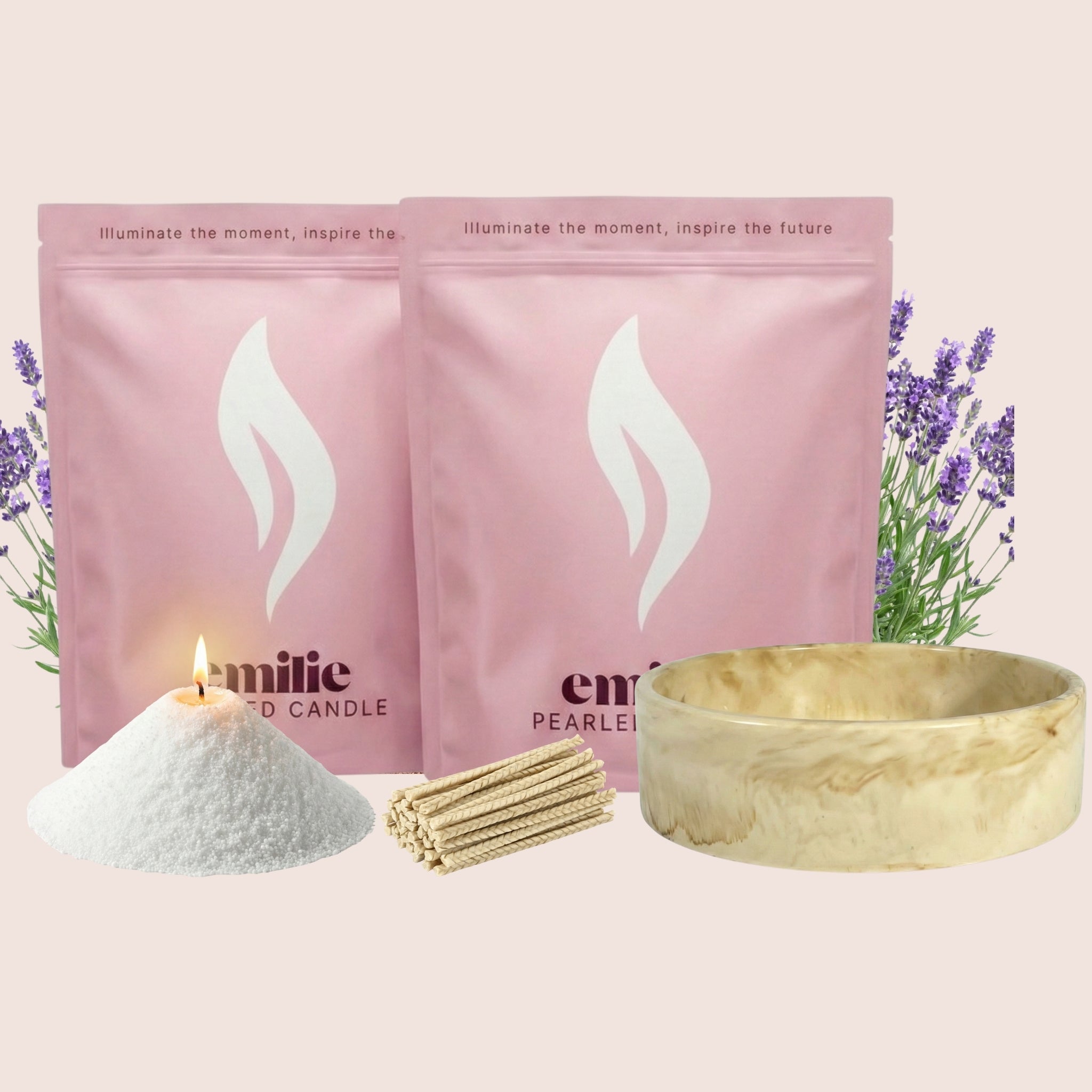Lavender – 2kg Pearled Candles + Emilie Bol Lumière - Emilie Candle