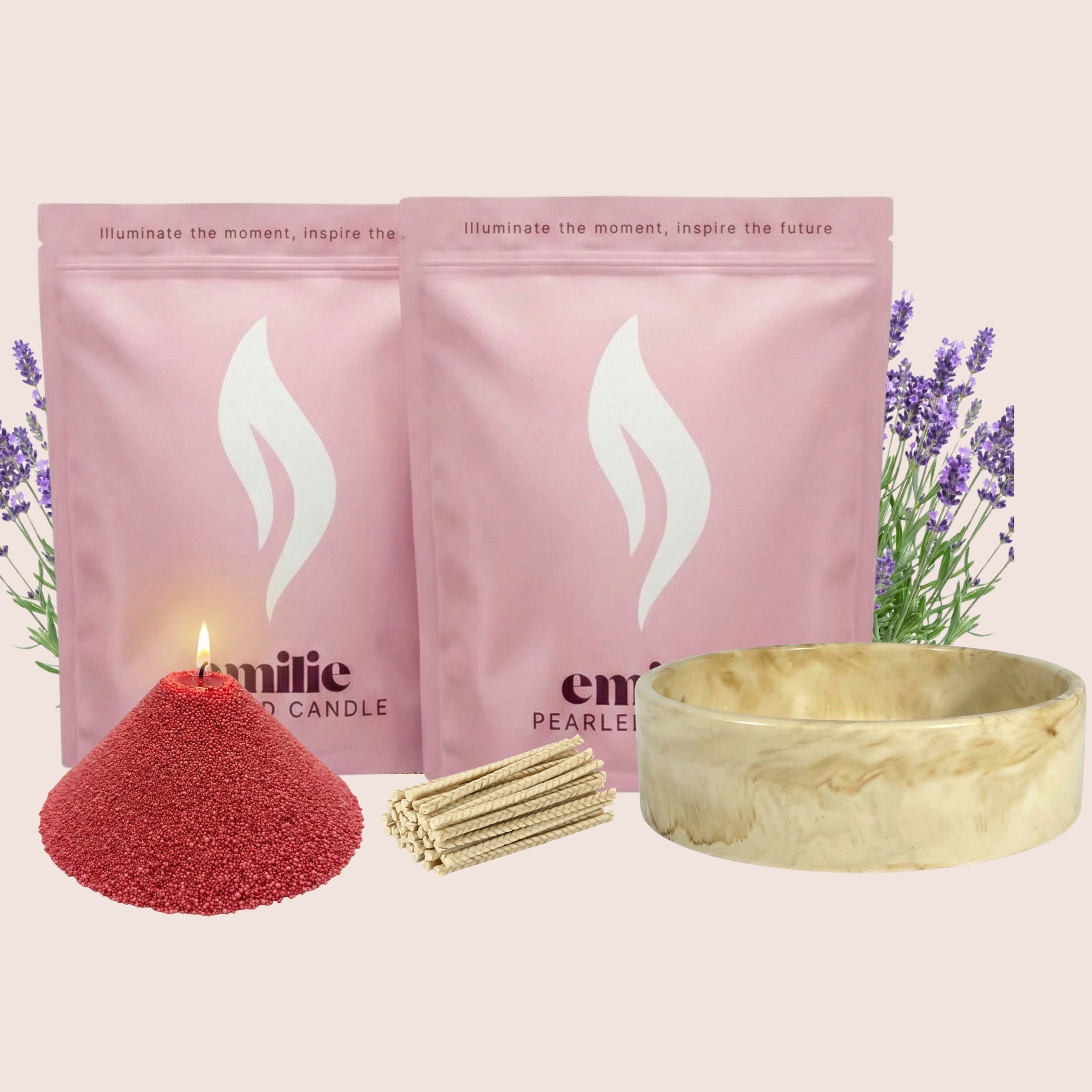 Lavender – 2kg Pearled Candles + Emilie Bol Lumière - Emilie Candle