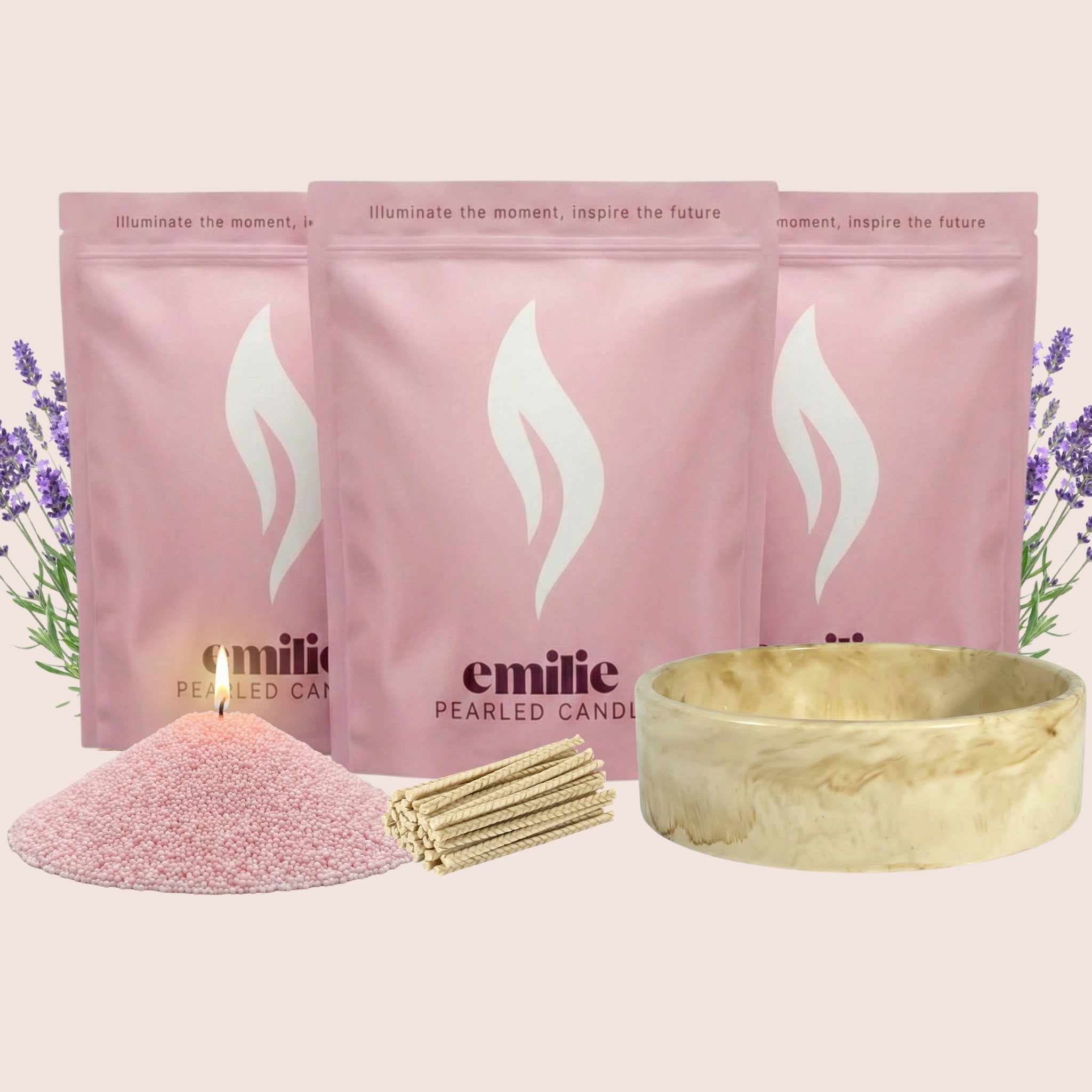 Lavender – 3kg Pearled Candle + Emilie Bol Lumière - Emilie Candle