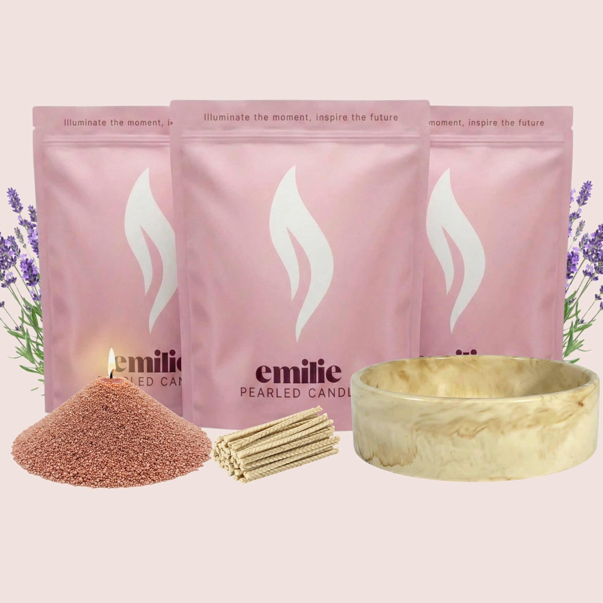 Lavender – 3kg Pearled Candle + Emilie Bol Lumière - Emilie Candle