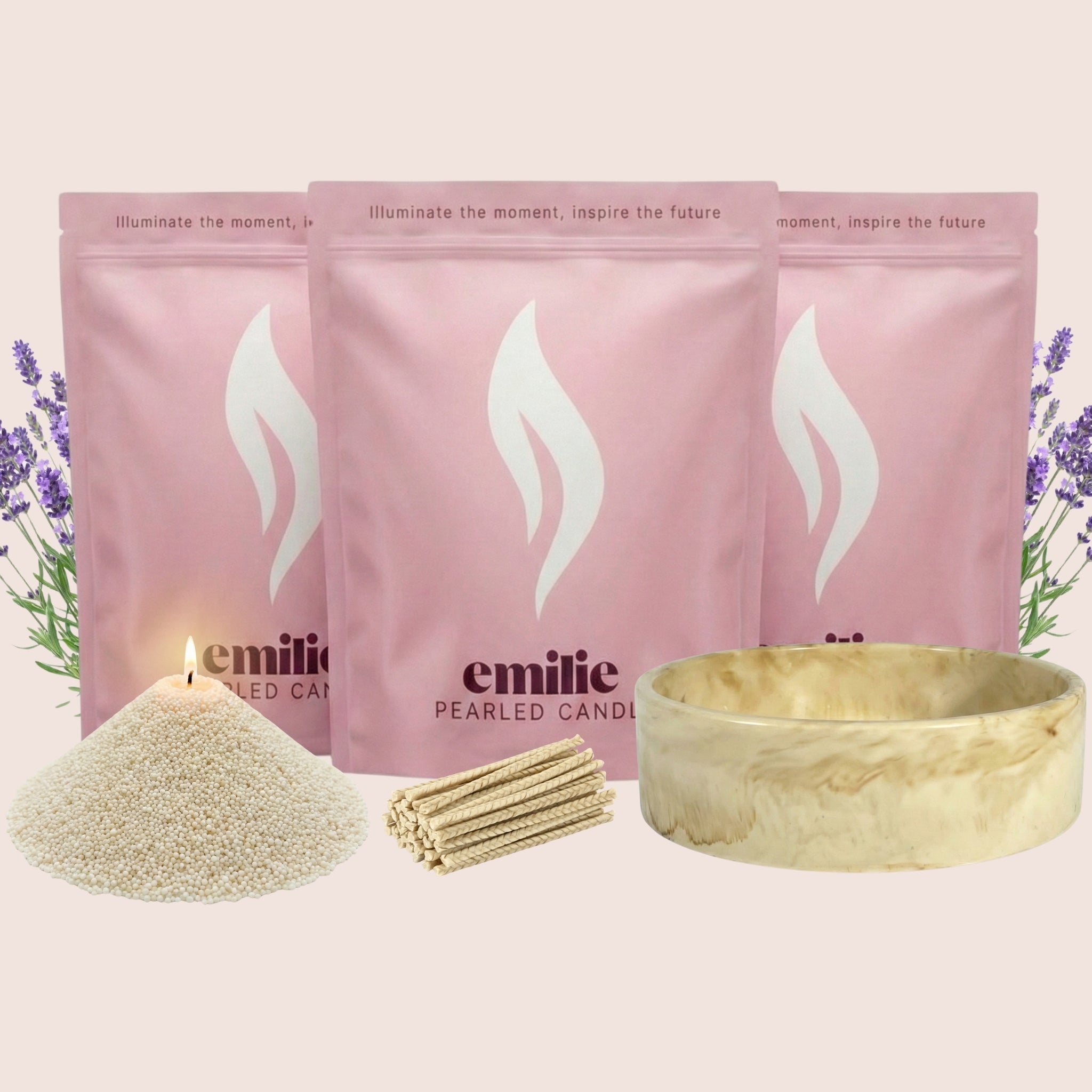 Lavender – 3kg Pearled Candle + Emilie Bol Lumière - Emilie Candle
