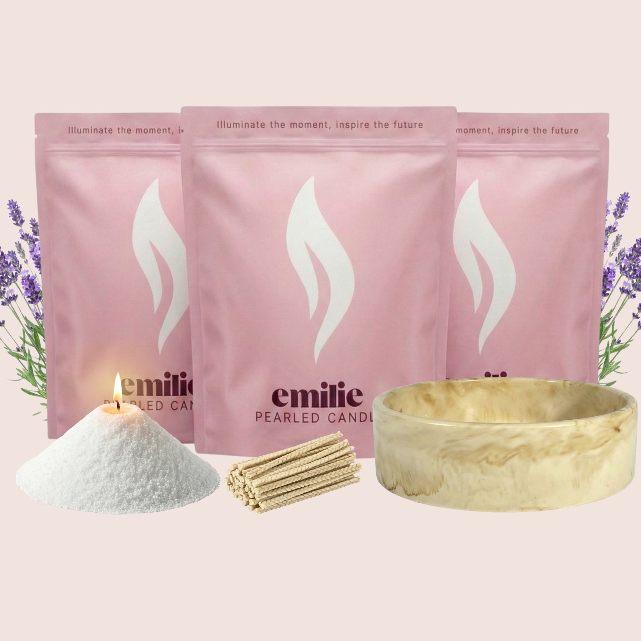 Lavender – 3kg Pearled Candle + Emilie Bol Lumière - Emilie Candle