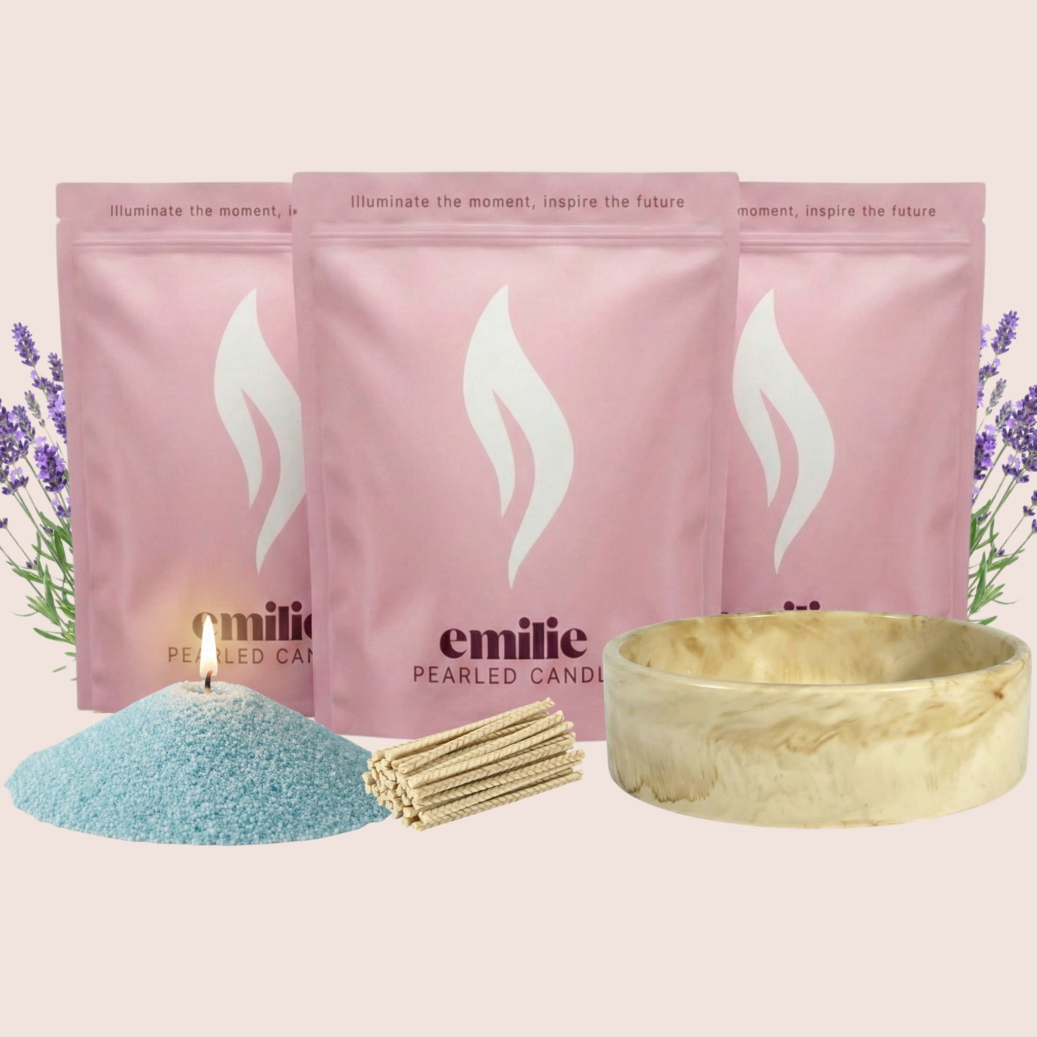 Lavender – 3kg Pearled Candle + Emilie Bol Lumière - Emilie Candle