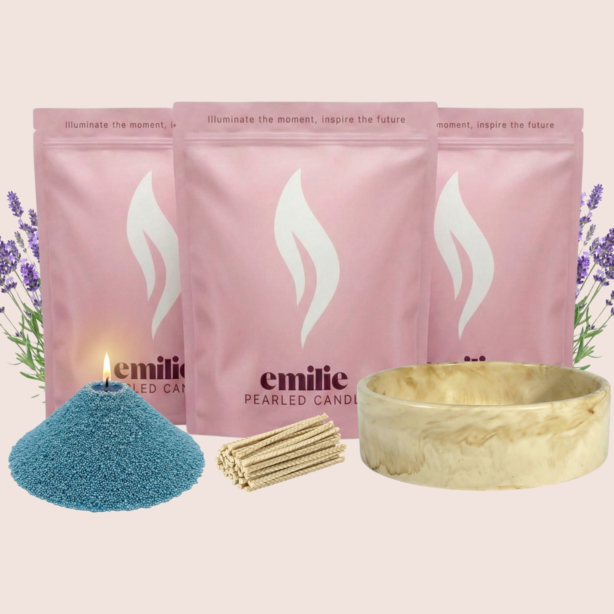 Lavender – 3kg Pearled Candle + Emilie Bol Lumière - Emilie Candle