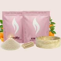 Orange 1kg + 1kg of Your Choice Pearled Candles + Emilie Bol Lumière - Emilie Candle