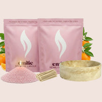 Orange 1kg + 1kg of Your Choice Pearled Candles + Emilie Bol Lumière - Emilie Candle