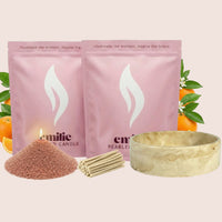 Orange 1kg + 1kg of Your Choice Pearled Candles + Emilie Bol Lumière - Emilie Candle