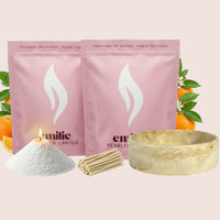 Orange 1kg + 1kg of Your Choice Pearled Candles + Emilie Bol Lumière - Emilie Candle
