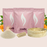 Orange 1kg + 2x 1kg of Your Choice Pearled Candles + Emilie Bol Lumière - Emilie Candle