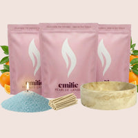 Orange 1kg + 2x 1kg of Your Choice Pearled Candles + Emilie Bol Lumière - Emilie Candle