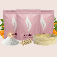 Orange 1kg + 2x 1kg of Your Choice Pearled Candles + Emilie Bol Lumière - Emilie Candle