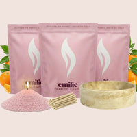 Orange 1kg + 2x 1kg of Your Choice Pearled Candles + Emilie Bol Lumière - Emilie Candle