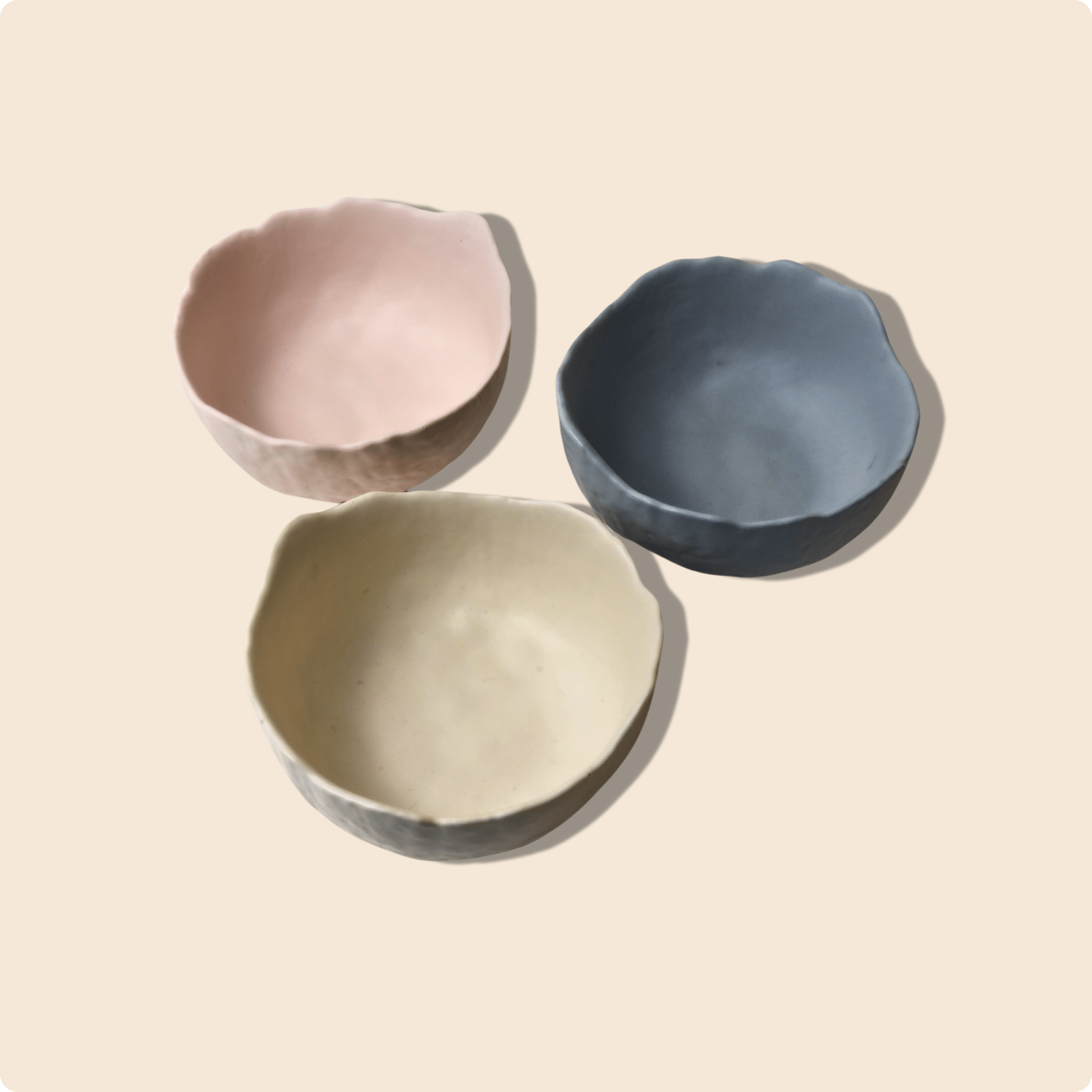 Pebble Bowl – Textured Handmade Vase in Sandstone, Blush Dawn & Moonstone - Emilie Candle