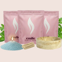 Peppermint 1kg + 2x 1kg of Your Choice Pearled Candles + Emilie Bol Lumière - Emilie Candle