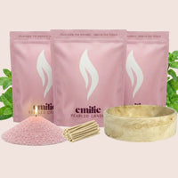 Peppermint 1kg + 2x 1kg of Your Choice Pearled Candles + Emilie Bol Lumière - Emilie Candle