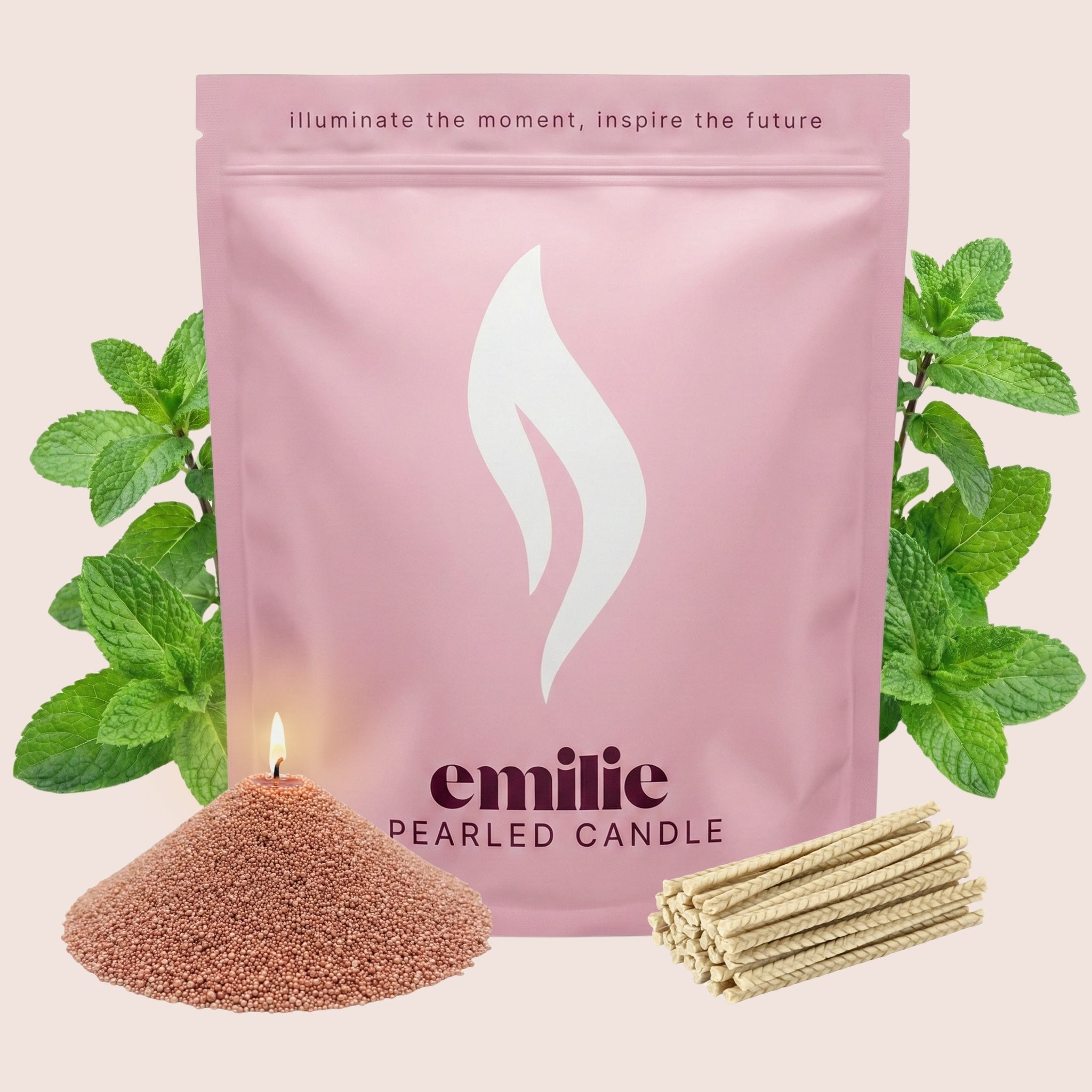 Peppermint Scented Pearled Candle - Emilie Candle