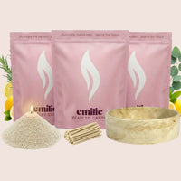 Refresh & Focus 1kg + 2x 1kg of Your Choice Pearled Candles + Emilie Bol Lumière - Emilie Candle